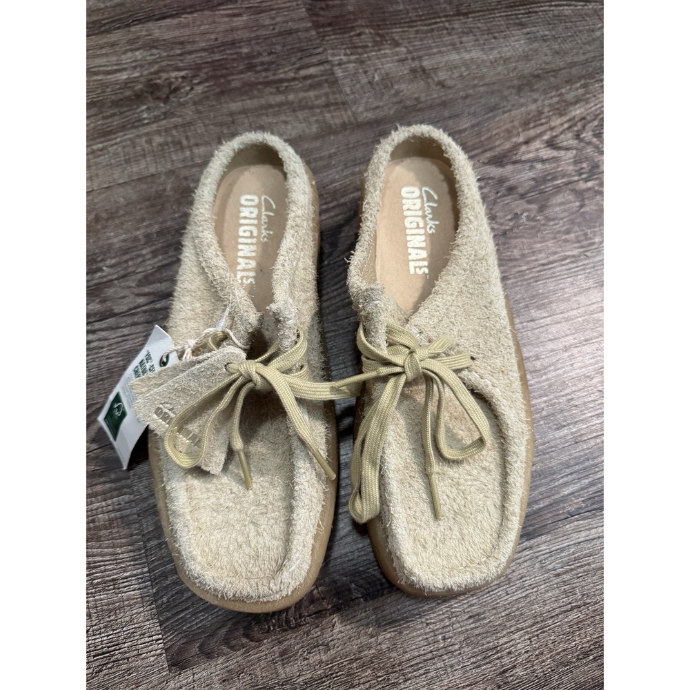 Clarks Wallabee Womens Beige Suede Mules Slippers Shoes